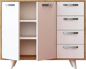 Dulap multifunctional, Hanah Home, Waga, 100x82x35 cm, Stejar / Alb