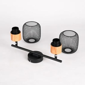 Brilagi - Spot de iluminat BASKLITE 2xE27/15W/230V lemn de cauciuc/negru