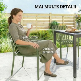 Outsunny Set 4 Scaune de Grădină Stivuibile din Plastic Anti-UV, Scaune pentru Prânz în Exterior cu Spătar Ergonomic cu Lamele și Mânere, pentru Terasă Balcon Grădină Exterior Interior, 55x58,5x81,5 cm, Verde | Aosom Romania