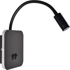Lampă flexibilă de perete BASE LED/8W+LED/2W/230V, neagră/argintie