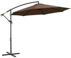 Outsunny Umbrelă Exterioară cu Manivelă, din Oțel și Poliester Rezistent la UV, Ø295x245 cm, Cafea | Aosom Romania