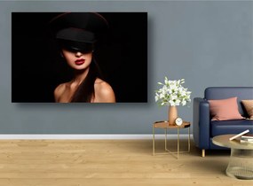 Tablou Canvas - Femeie sexy cu ruj rosu si palarie