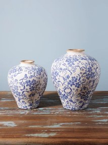 Vaza decorativa cu motive florale din ceramica D23cm Bucolic