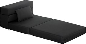 HOMCOM Fotoliu convertibil 1 loc fotoliu-pat pliabil, pernă inclusă, pentru oaspeți, living, spații mici, capacitate 120 kg, negru | Aosom Romania