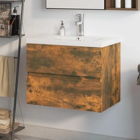 Dulap chiuveta bazin incorporat stejar fumuriu lemn prelucrat Stejar afumat, 60 x 38.5 x 45 cm