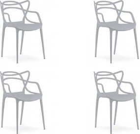 Set 4 bucati scaune din plastic KATO gri deschis