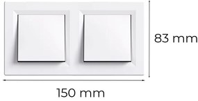 Întrerupător transversal dublu Nova 10A 250V 107 alb cu cadru dublu