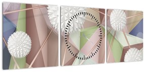 Tablou - 3D abstract culori pastel (cu ceas) (90x30 cm)