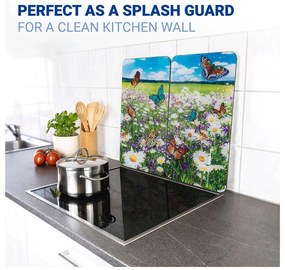 Protecții de aragaz 2 buc. din sticlă temperată 52x30 cm Summer Meadow – Maximex