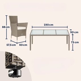 Deuba Set de grădină din ratan Berlin 1+8 - bej/crem
