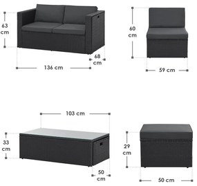 Juskys Set ratan Salou - negru
