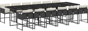 vidaXL Set mobilier de grădină cu perne, 13 piese, negru, poliratan