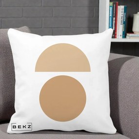 Perna Decorativa Geometric Minimalist Auriu, 40x40 cm, Alba Mata, Husa Detasabila, Perna Inclusa, BEKZ®