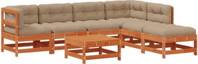 vidaXL Set de lounge pentru grădină 7 pcs Maro Ceară Lemn masiv de pin