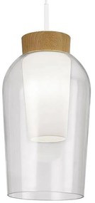 Lustra cu 3 pendule design modern Nora alb/ lemn