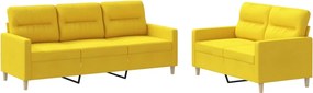 vidaXL Set de canapele cu perne, 2 piese, galben deschis, textil