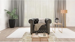 Fotoliu negru cu tapițerie din imitație de piele York – Ropez