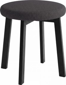 MAZZONI EXPORT Taburet rotund ZOI Negru (Storm 100) / cadru din stejar negru