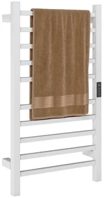 HOMCOM Uscător de Prosoape Electric cu 10 Bare, Timer, Afișaj LCD și Temperatură Reglabilă, 45x11x80 cm, Alb | Aosom Romania