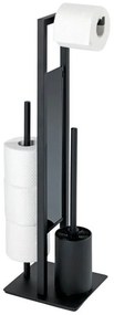 Perie WC cu suport hartie igienica Rivalta, Negru, 70x23x18 cm, Wenko
