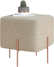 Taburet COPPER 60, stofa clasica bej/cupru, 40x40x42 cm