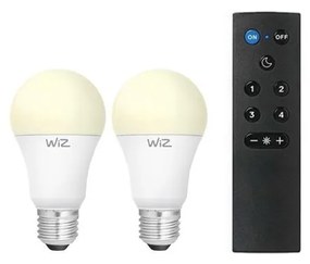 Set 2 becuri LED reglabile A60, E27, 9W, 230V, 2700K, Wi‑Fi + telecomandă – WiZ