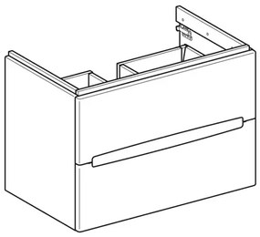 Dulap baza suspendat Geberit Modo 2 sertare alb lucios 80 cm