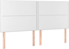 vidaXL Tăblie de pat albă 200x5x118/128 cm piele ecologică