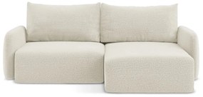 Colțar crem extensibil/cu spațiu de depozitare (cu colț pe partea dreaptă) Kalena – Makamii