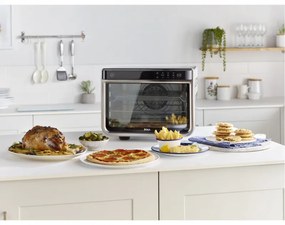 Cuptor multifunctional NINJA Foodi DT200EU, 2400W, 29L, 10in1, Timer, Convectie, Ecran tactil, Gatit uniform pe doua nivele, Inox/negru