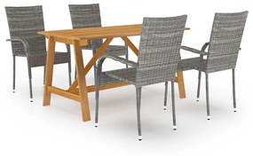 3068751 vidaXL Set mobilier de grădină, 5 piese, gri