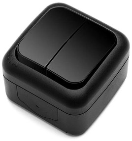 Intrerupator dublu, montaj aplicat, protectie IP54, negru, Palmiye Viko