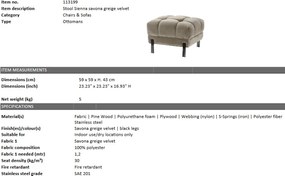 Taburete elegant design LUX Sienna, catifea greige 113199 HZ