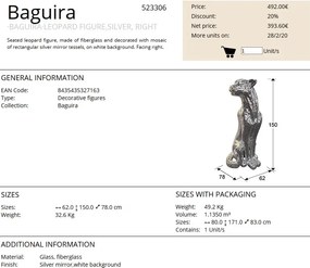 Figurina decorativa design lux Leopard Baguira RIGHT SV-523306