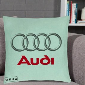 Perna Personalizata cu emblema Audi, 40x40 cm, Verde Menta, Husa Detasabila, Perna Inclusa, BEKZ®