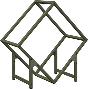 vidaXL Suport pentru lemne de foc Verde măsline Oțel laminat la rece