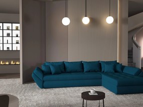 Colțar extensibil dumonde cu ladă de depozitare si sezut confortabil din spuma high-density, Loana XL Enjoy Petrol II 335x185 cm