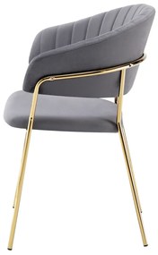 Fotoliu de sufragerie de design, gri-maro Velvet gold crom auriu, DASMIN TIP 1