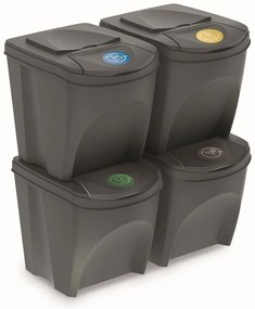 Set pubele pentru deseuri sortate II, 4 x 25 l, gri