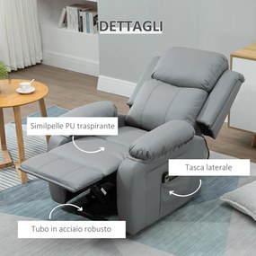 HOMCOM Fotoliu Relaxant Rabatabil la 160°, Electric cu Funcție de Ridicare, Suport pentru Picioare și Telecomandă, 76x90x105 cm, Gri | Aosom Romania