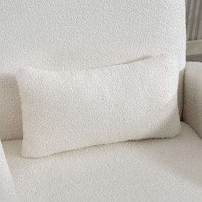 HOMCOM Fotoliu Tapițat cu Spațiu Ascuns, Spătar Înalt, Fotoliu Modern cu Brațe și Pernă Lombară, Material Teddy, pentru Dormitor și Sufragerie, Crem | Aosom Romania