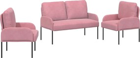 vidaXL Seturi de canapele cu pernă 3 pcs Roz 115 x 56 x 80 cm placaj