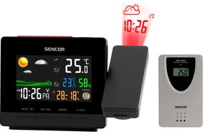 Stație meteorologică Sencor SWS 5400 cu proiecție și senzor fără fir, negru