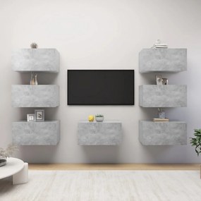 vidaXL Dulapuri TV, 7 buc, gri beton, 30,5x30x60 cm, lemn prelucrat