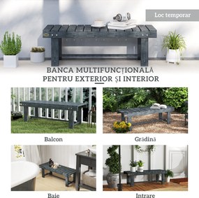 Outsunny Bancă de Grădină cu 2 Locuri, Bancă de Exterior cu Șipci din Lemn de Molid, Stil Country, Perfectă pentru Terasă, Patio sau Curte, Greutate maximă 250 kg, 110x38x35 cm, Gri | Aosom Romania
