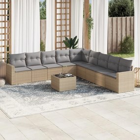 vidaXL Set canapele de grădină cu perne, 10 piese, bej, poliratan