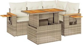 vidaXL Set canapele de grădină cu perne 5 piese bej poliratan/acacia