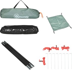 Outsunny Cort Iglu 2 Locuri Camping Ușă Fermoar Plasă Tantari Geantă Transport 206x185x120cm Verde | Aosom Romania