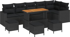 vidaXL Set de canapele pentru grădină cu pernă 12 pcs Negru poliratan