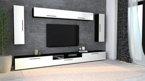 Living haaus Haga V6, Alb Lucios/Negru, MDF, L 360 cm
